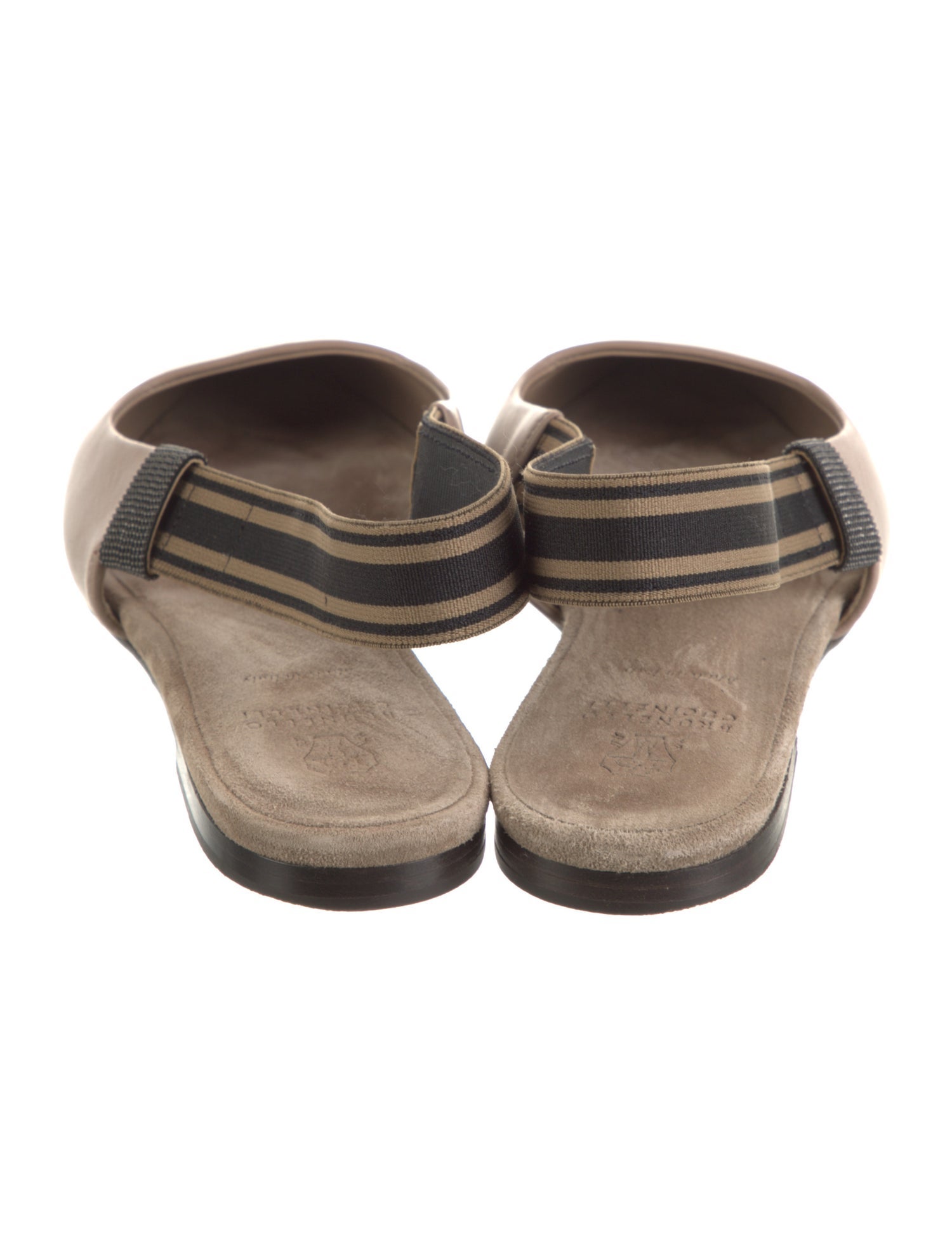 Brunello Cucinelli Monili Leather Slingback Flats